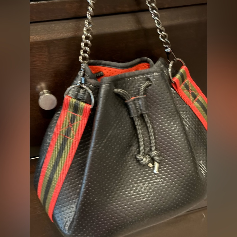 HAUTE SHORE Black and Red Shoulder Bag